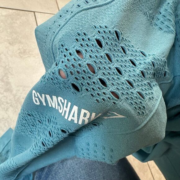 Gymshark Flawless Knit Leggings High Rise Compression Seamless Teal Size M - Picture 7 of 8